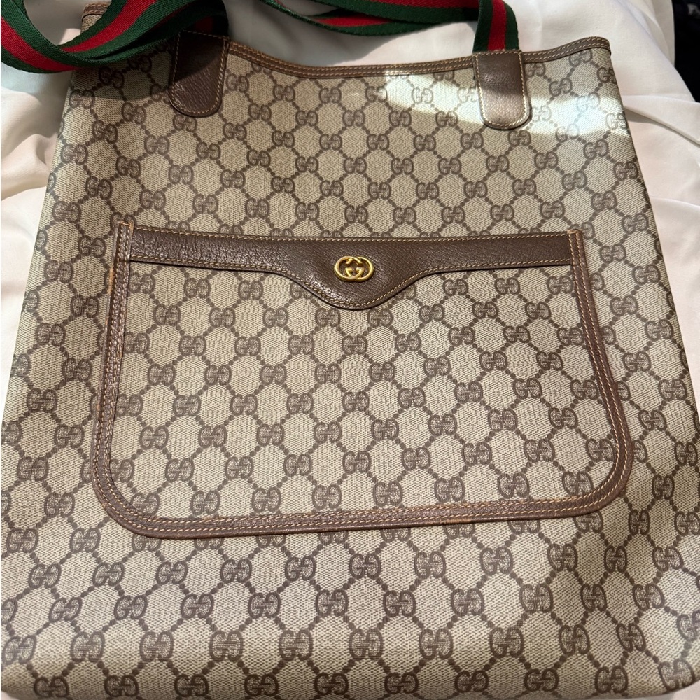 Gucci Supreme Brown and Tan Tote Bag